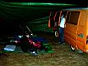 setting up camp in the dark
