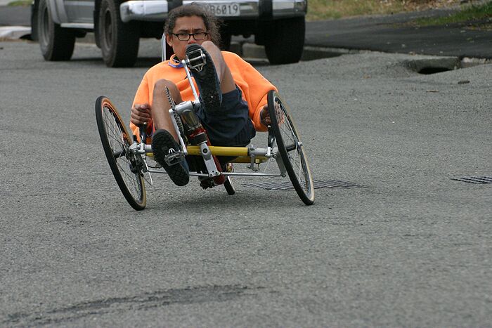 Aarn's leaning trike. Steering is odd, and turning circle is crap. One lever  rotate the steering axis, the other tilts the thing, steering by tilting. You can vary the amount of tilt vs steering. Not sure, might work on a race trike.