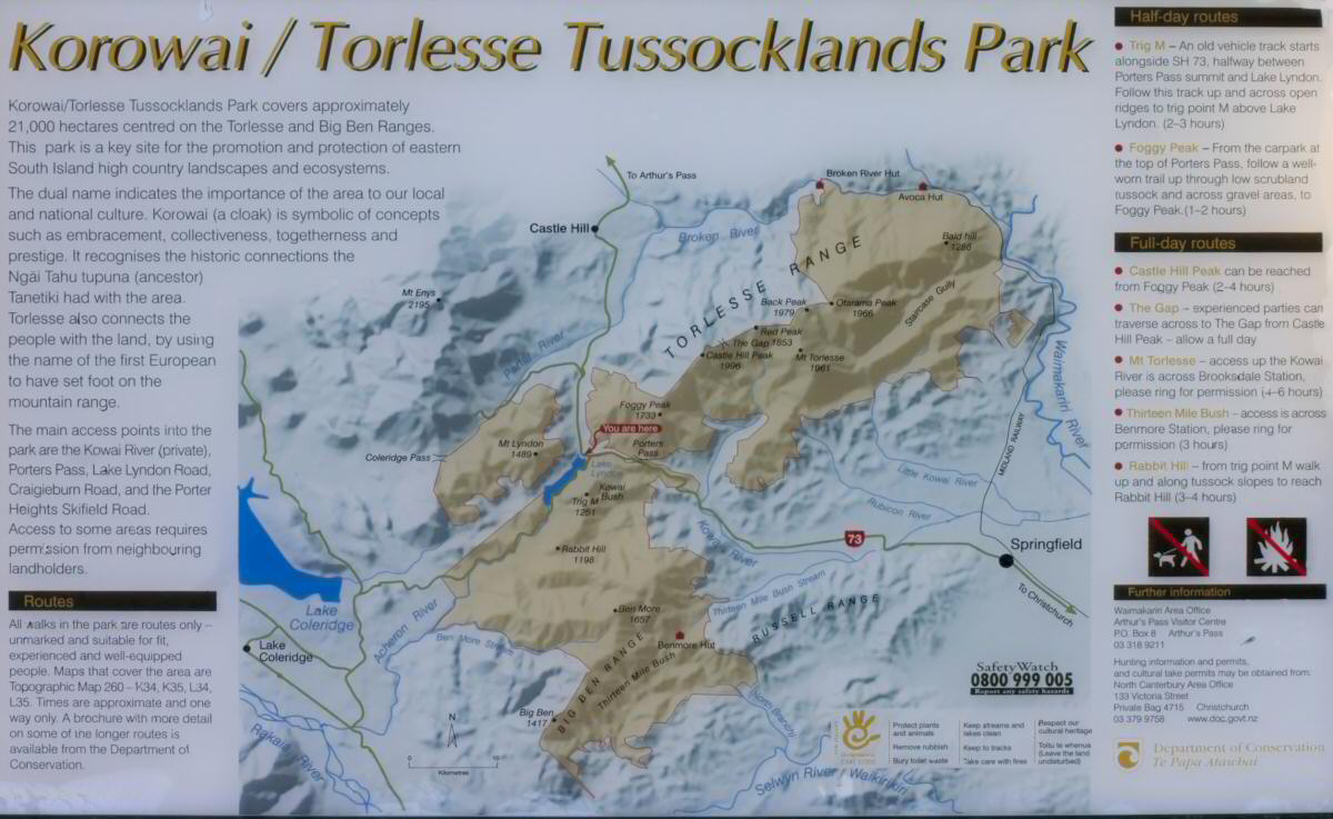 Info page at turnoff on the main road.