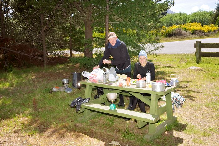 Christina and Andreas earning the "crazy germans" label. This is their two course lunch break where I had two minute noodles and they had an entree followed by pasta and sauce made on the spot. Their excuse was that they had take-aways last night so this is really an evening meal. I rode with them for a while.