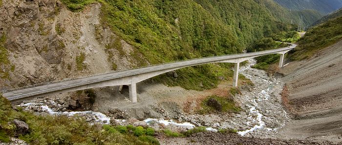 Old road down there on the right. Well, the scree slope where they old road used to get rebuilt several times a year... which is why they finally got the tech and money to built the viaduct. Used to be a very steep road with very tight corners up from the scree to this point.