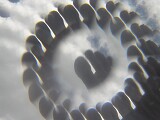 Jan has a silly wee plastic thing with an odd lens inside it. Not actually a kaleidoscope. But photos using the compact digital camera look cool. The small front element means the compact only shows the view thru the lens, where the DSLR shows half the device.
