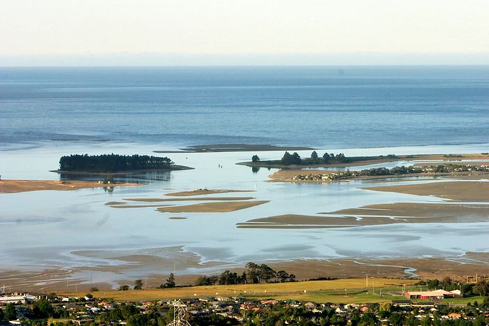 Looking over Monaco into Tasman Bay. Tahunanui Beach to the right.