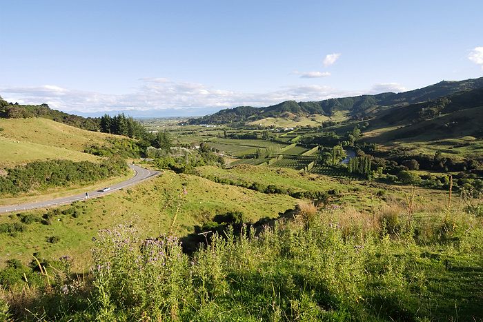 Looking back down towards Motueka from the Takaka Hill road